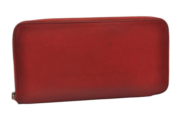 Authentic HERMES Azap Silk In Vintage Long Wallet Purse Leather Red Junk 3152I