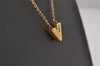 Authentic Louis Vuitton Essential V Gold Chain Pendant Necklace M61083 LV 3156I