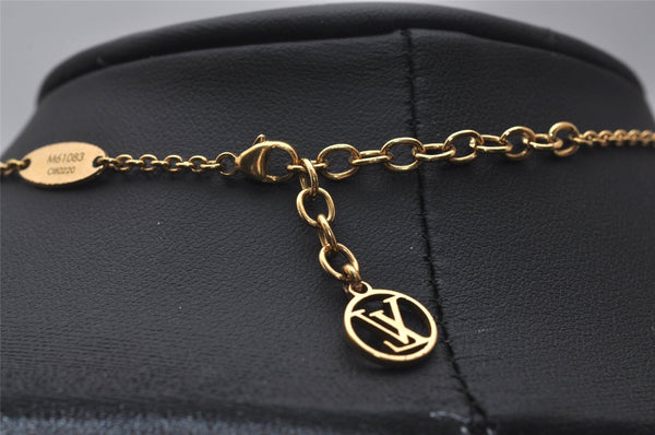 Authentic Louis Vuitton Essential V Gold Chain Pendant Necklace M61083 LV 3156I