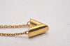 Authentic Louis Vuitton Essential V Gold Chain Pendant Necklace M61083 LV 3156I