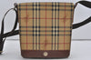 Authentic BURBERRY Nova Check Shoulder Cross Body Bag PVC Leather Beige 3158I