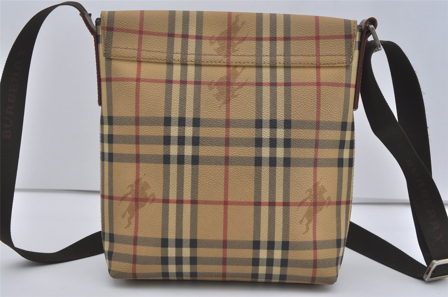 Authentic BURBERRY Nova Check Shoulder Cross Body Bag PVC Leather Beige 3158I