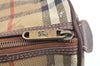 Authentic Burberrys Nova Check PVC Leather Hand Boston Bag Brown Beige 3159G