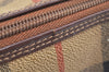 Authentic Burberrys Nova Check PVC Leather Hand Boston Bag Brown Beige 3159G