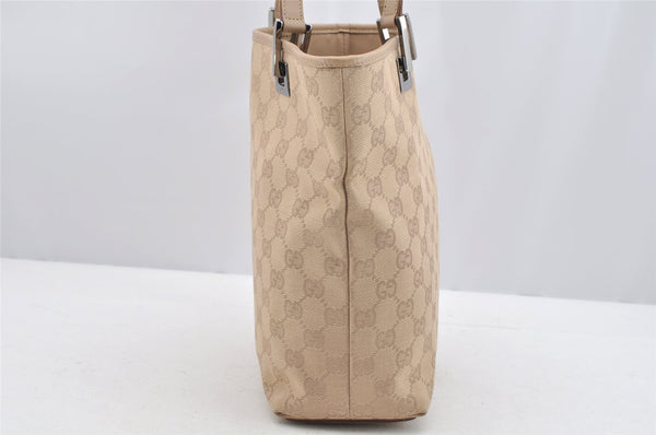 Authentic GUCCI Shoulder Tote Bag Purse GG Canvas Leather 31244 Beige 3159I