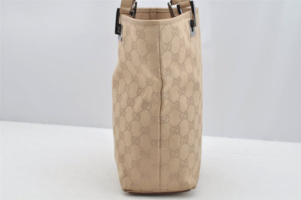 Authentic GUCCI Shoulder Tote Bag Purse GG Canvas Leather 31244 Beige 3159I