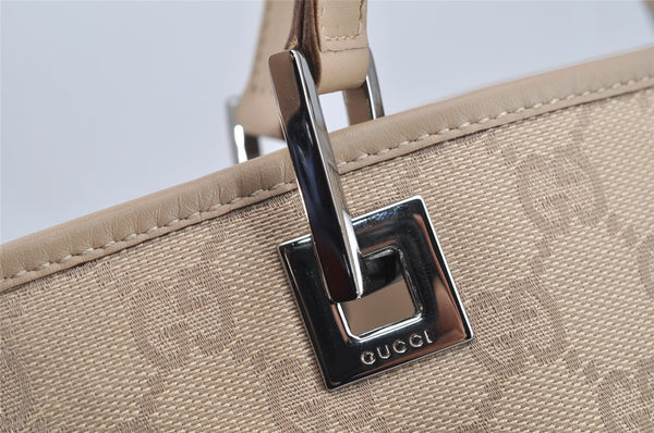 Authentic GUCCI Shoulder Tote Bag Purse GG Canvas Leather 31244 Beige 3159I