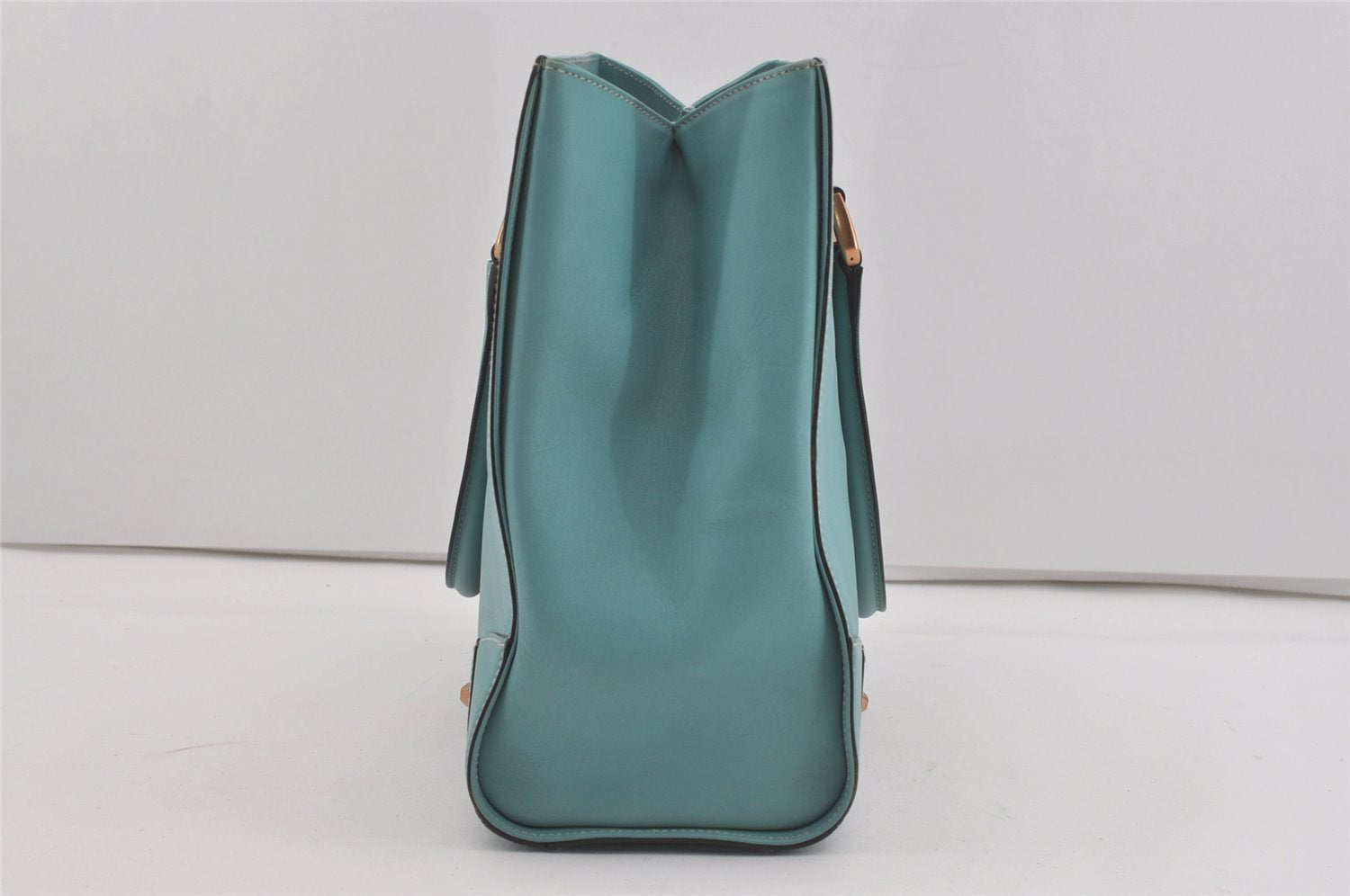 Authentic GUCCI Vintage Hand Tote Bag Leather Canvas 120897 Light Blue 3160I