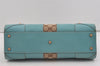 Authentic GUCCI Vintage Hand Tote Bag Leather Canvas 120897 Light Blue 3160I