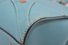 Authentic GUCCI Vintage Hand Tote Bag Leather Canvas 120897 Light Blue 3160I