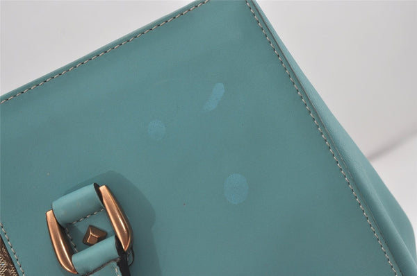 Authentic GUCCI Vintage Hand Tote Bag Leather Canvas 120897 Light Blue 3160I