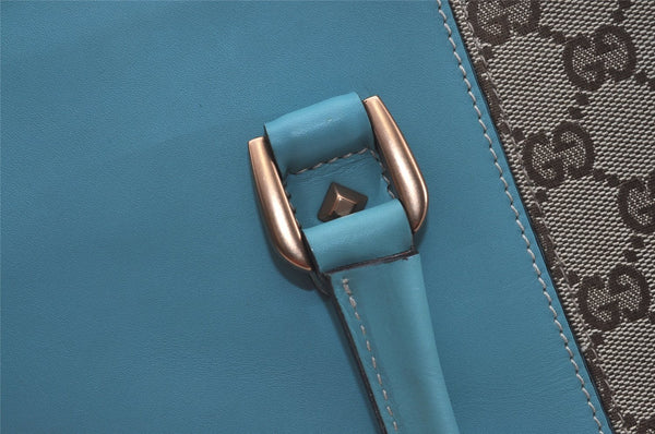Authentic GUCCI Vintage Hand Tote Bag Leather Canvas 120897 Light Blue 3160I