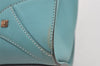 Authentic GUCCI Vintage Hand Tote Bag Leather Canvas 120897 Light Blue 3160I