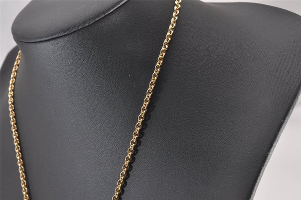 Authentic Christian Dior Gold Tone Rhinestone Chain Pendant Necklace Box 3161I