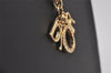 Authentic Christian Dior Gold Tone Rhinestone Chain Pendant Necklace Box 3161I