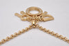 Authentic Christian Dior Gold Tone Rhinestone Chain Pendant Necklace Box 3161I