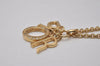 Authentic Christian Dior Gold Tone Rhinestone Chain Pendant Necklace Box 3161I