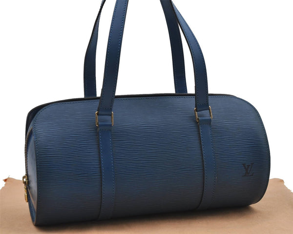 Authentic Louis Vuitton Epi Soufflot Hand Bag Blue M52225 LV 3162D