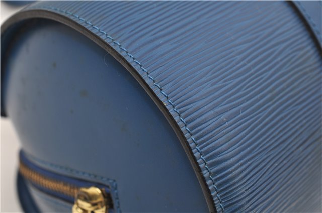 Authentic Louis Vuitton Epi Soufflot Hand Bag Blue M52225 LV 3162D