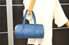 Authentic Louis Vuitton Epi Soufflot Hand Bag Blue M52225 LV 3162D