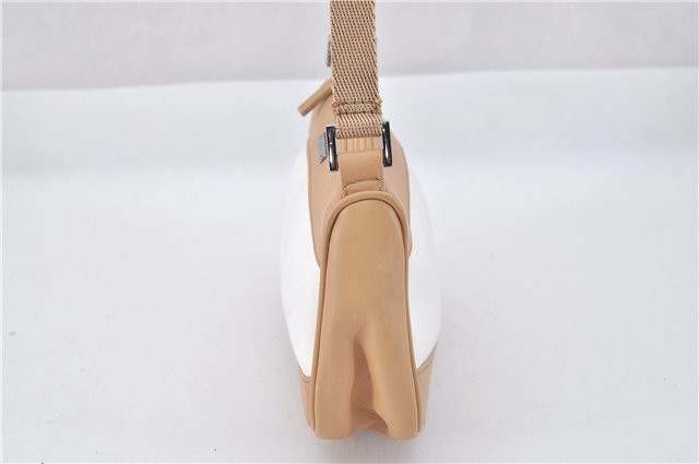 Authentic GUCCI Vintage Hand Bag Pouch Purse Leather Canvas 92821 Beige 3163F