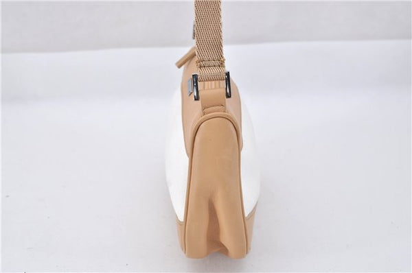 Authentic GUCCI Vintage Hand Bag Pouch Purse Leather Canvas 92821 Beige 3163F