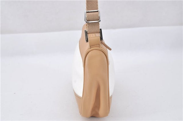 Authentic GUCCI Vintage Hand Bag Pouch Purse Leather Canvas 92821 Beige 3163F