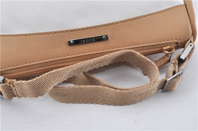 Authentic GUCCI Vintage Hand Bag Pouch Purse Leather Canvas 92821 Beige 3163F