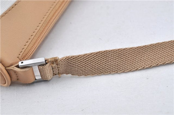 Authentic GUCCI Vintage Hand Bag Pouch Purse Leather Canvas 92821 Beige 3163F