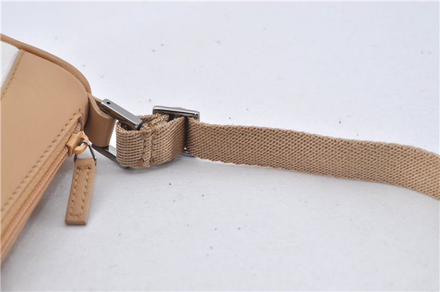 Authentic GUCCI Vintage Hand Bag Pouch Purse Leather Canvas 92821 Beige 3163F