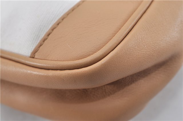 Authentic GUCCI Vintage Hand Bag Pouch Purse Leather Canvas 92821 Beige 3163F