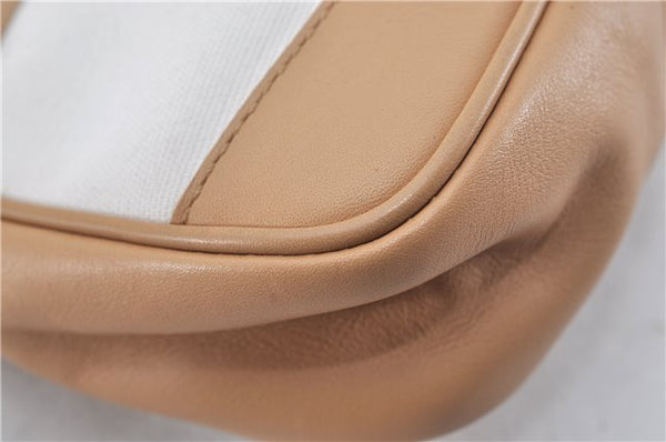 Authentic GUCCI Vintage Hand Bag Pouch Purse Leather Canvas 92821 Beige 3163F