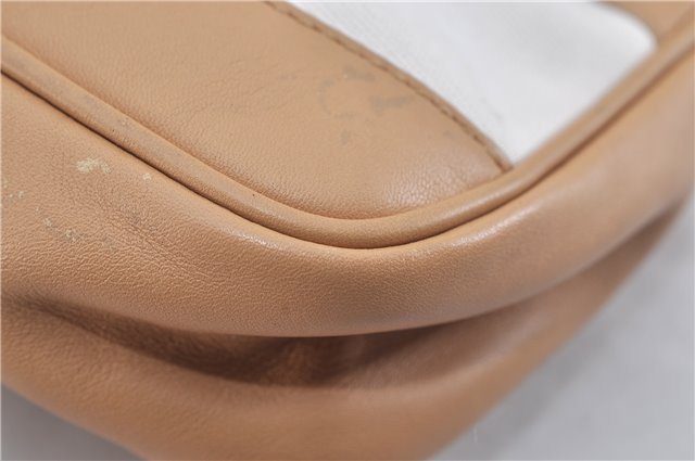 Authentic GUCCI Vintage Hand Bag Pouch Purse Leather Canvas 92821 Beige 3163F