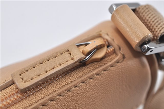 Authentic GUCCI Vintage Hand Bag Pouch Purse Leather Canvas 92821 Beige 3163F