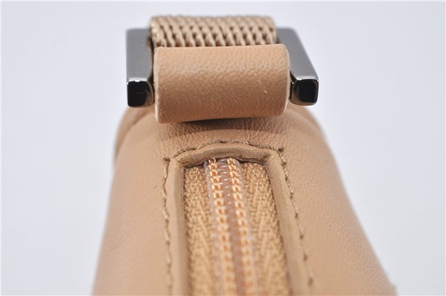 Authentic GUCCI Vintage Hand Bag Pouch Purse Leather Canvas 92821 Beige 3163F