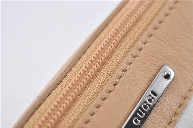 Authentic GUCCI Vintage Hand Bag Pouch Purse Leather Canvas 92821 Beige 3163F