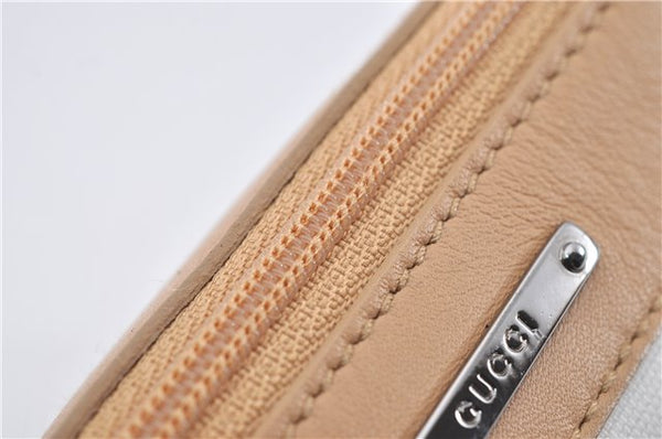 Authentic GUCCI Vintage Hand Bag Pouch Purse Leather Canvas 92821 Beige 3163F