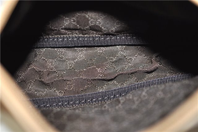 Authentic GUCCI Vintage Hand Bag Pouch Purse Leather Canvas 92821 Beige 3163F