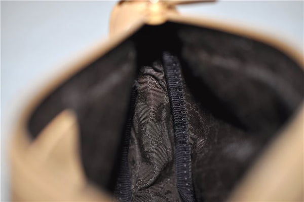 Authentic GUCCI Vintage Hand Bag Pouch Purse Leather Canvas 92821 Beige 3163F