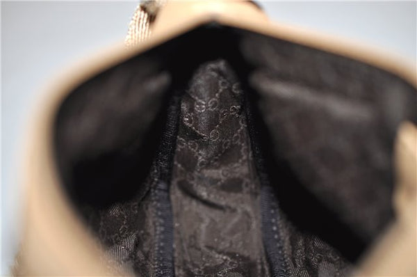 Authentic GUCCI Vintage Hand Bag Pouch Purse Leather Canvas 92821 Beige 3163F