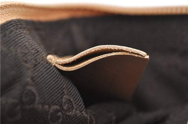 Authentic GUCCI Vintage Hand Bag Pouch Purse Leather Canvas 92821 Beige 3163F