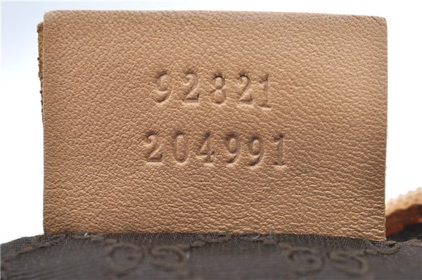 Authentic GUCCI Vintage Hand Bag Pouch Purse Leather Canvas 92821 Beige 3163F