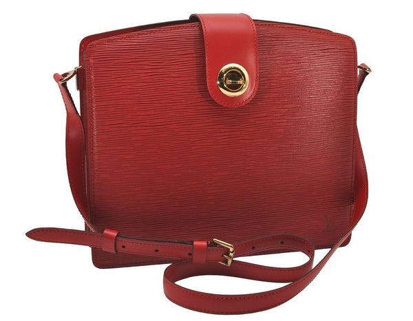 Authentic Louis Vuitton Epi Capucines Shoulder Cross Bag Red M52347 LV 3163I