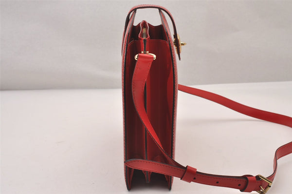 Authentic Louis Vuitton Epi Capucines Shoulder Cross Bag Red M52347 LV 3163I