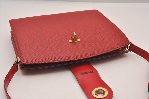 Authentic Louis Vuitton Epi Capucines Shoulder Cross Bag Red M52347 LV 3163I