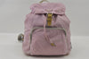 Authentic PRADA VELA Nylon Tessuto Enamel Drawstring Backpack B4650 Pink 3165I