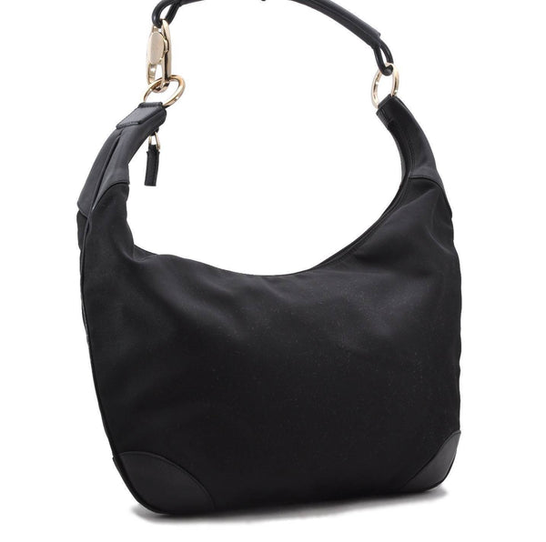 Authentic GUCCI Shoulder Hand Bag GG Nylon Leather 0014157 Black 3166B