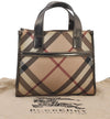 Authentic BURBERRY Vintage Nova Check PVC Leather Hand Bag Purse Beige 3167I