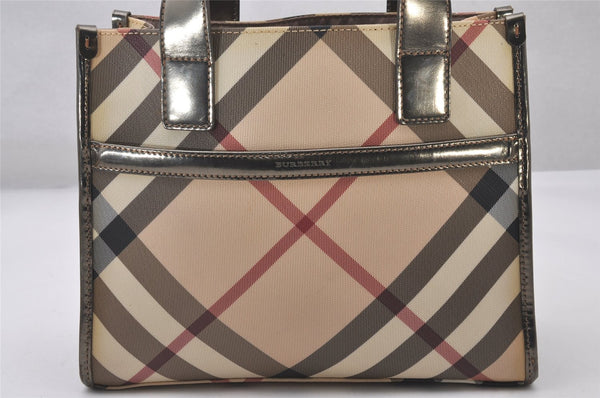 Authentic BURBERRY Vintage Nova Check PVC Leather Hand Bag Purse Beige 3167I