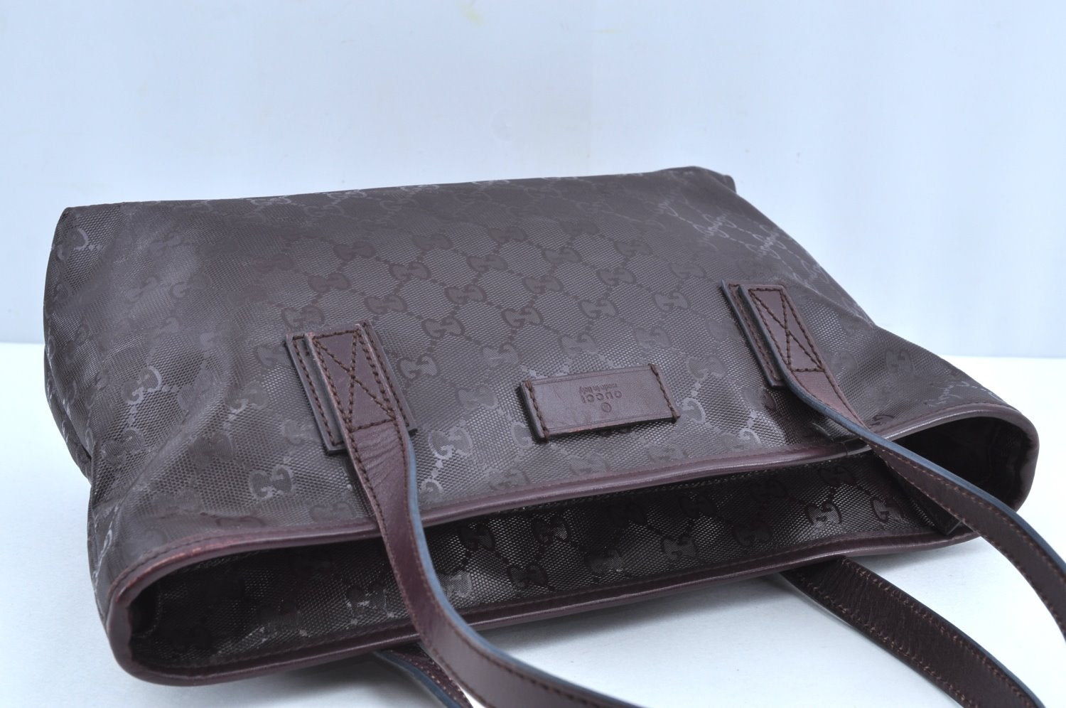 Authentic GUCCI GG Imprime Shoulder Tote Bag GG PVC Leather 211138 Purple 3169H